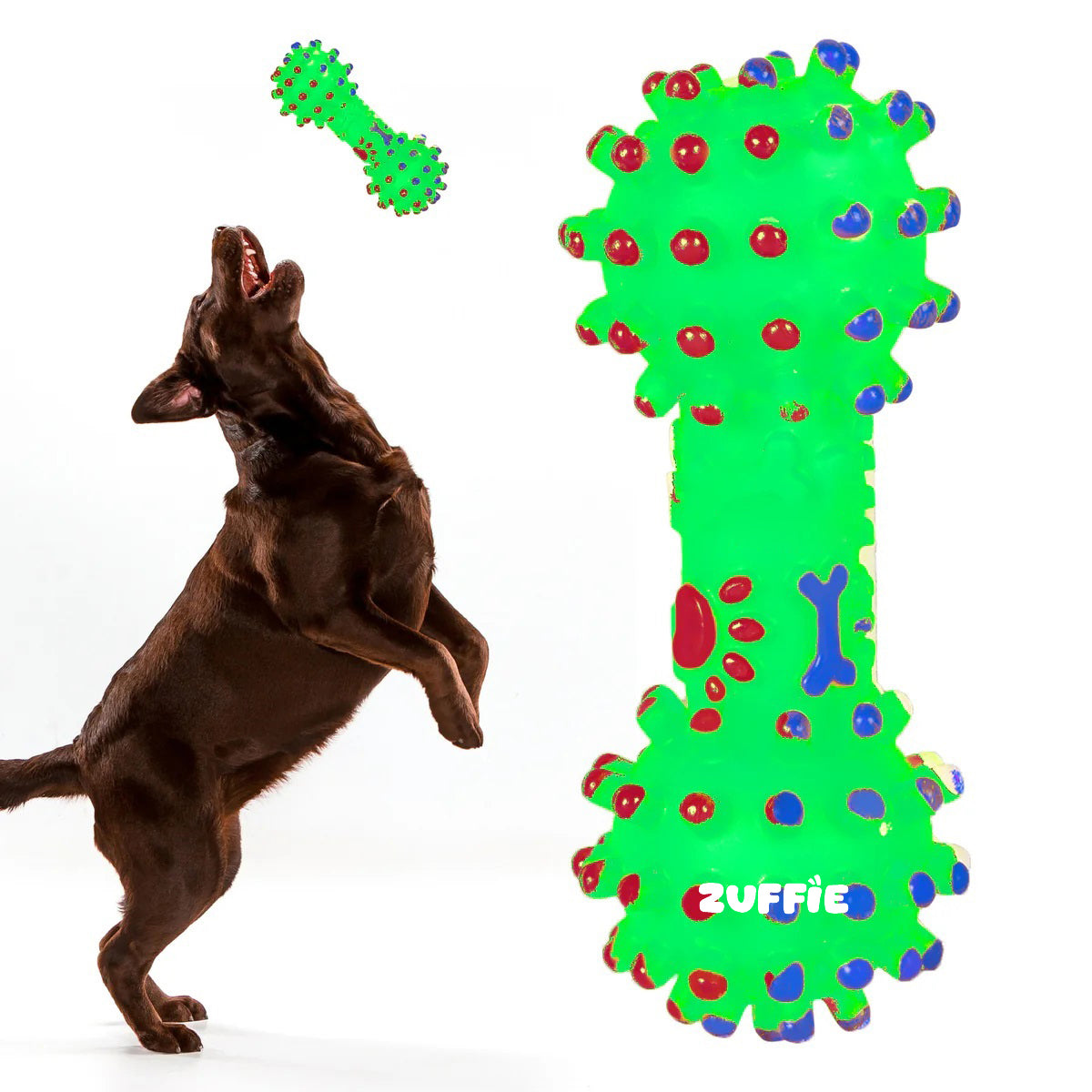 ZUFFIE Dumbbell Interactive Pet Toy for Dogs for Small, Medium & Large Dogs - Green