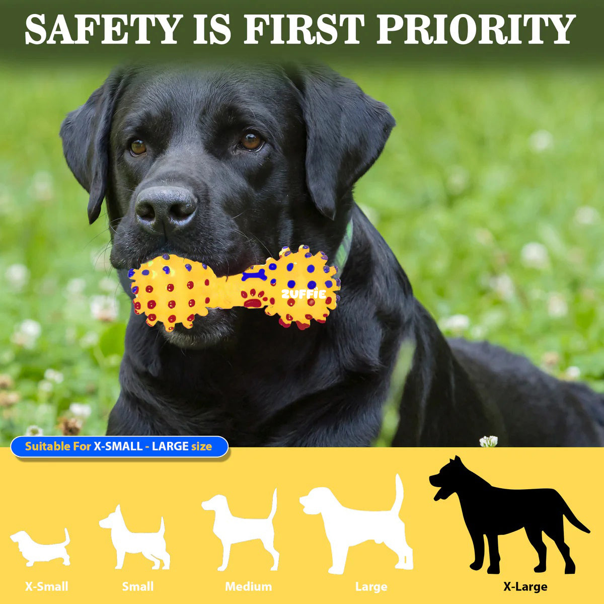 ZUFFIE Pet Dumbbell Toy for Dogs, Squeaky Dumbbell for Playtime & Fetch, Durable & Safe Toy for Small, Medium & Large Dogs