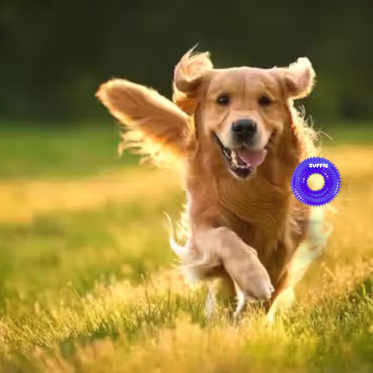 ZUFFIE Dog Spiky Ring Toy - Durable & Bouncy Rubber Chew Toy - Blue