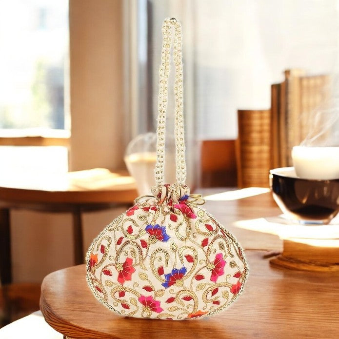 VOILA Stylish Embroidery Potli Bag for Women Party Weeding and Gifting Potli Bags