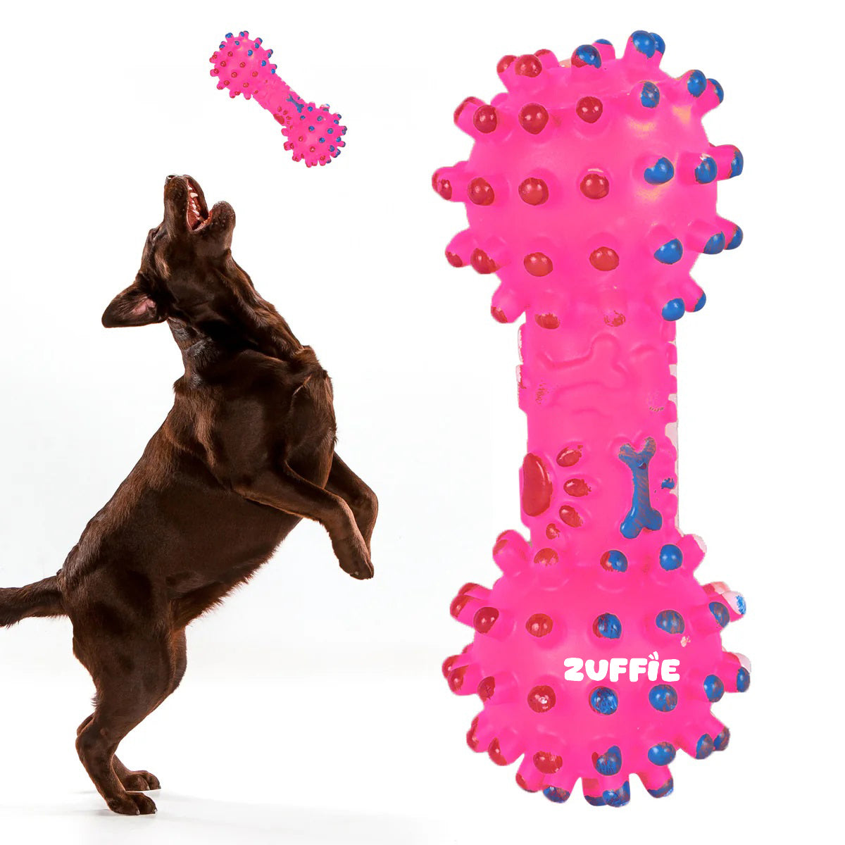ZUFFIE Pink Pet Dumbbell Interactive Toy for Dogs For Small, Medium & Large Dogs