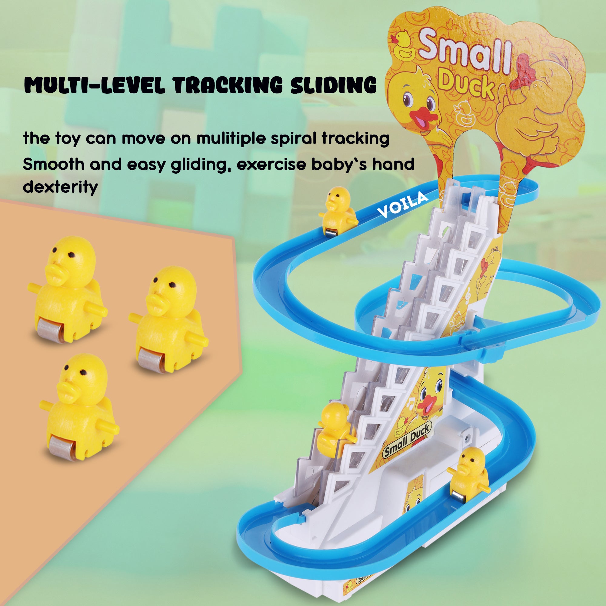 VOILA Duck Style Toy Set for Kids – Interactive Race Track Climbing Ducks, Lights & Music – Fun & Educational Playset for Toddlers, Boys & Girls