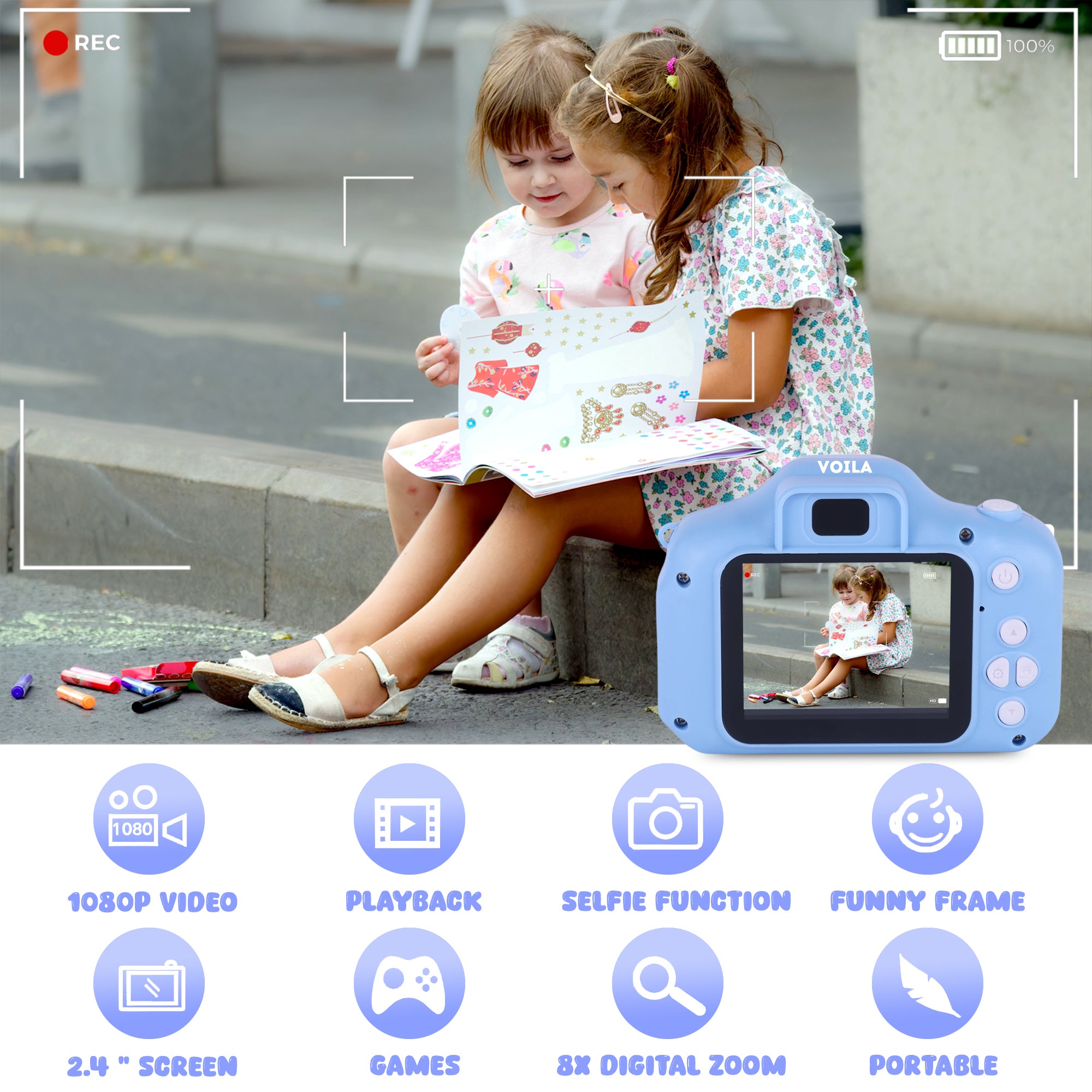 VOILA Digital Camera for Kids HD Picture & 1080P Video Recorder, 2.4 Screen, Perfect Birthday Gift for Boys & Girls