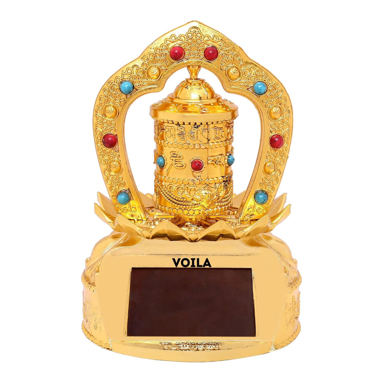 VOILA Tibetan Solar Powered Rotating Prayer Wheel for Table and Vehicle (Auto, Car, Bus, Truck) Dashboard