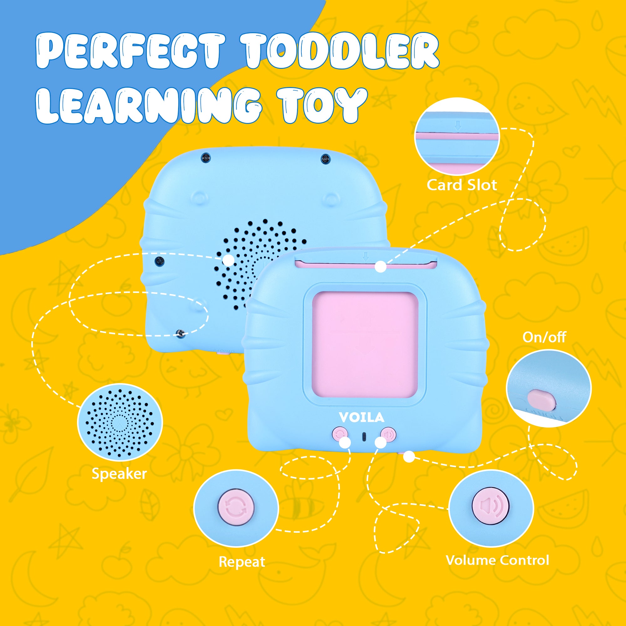VOILA Montessori Toy for Kids – Interactive Educational Toy with Flashcards, Speech Therapy Device, Perfect Gift for Preschoolers Ideal for Boys & Girls
