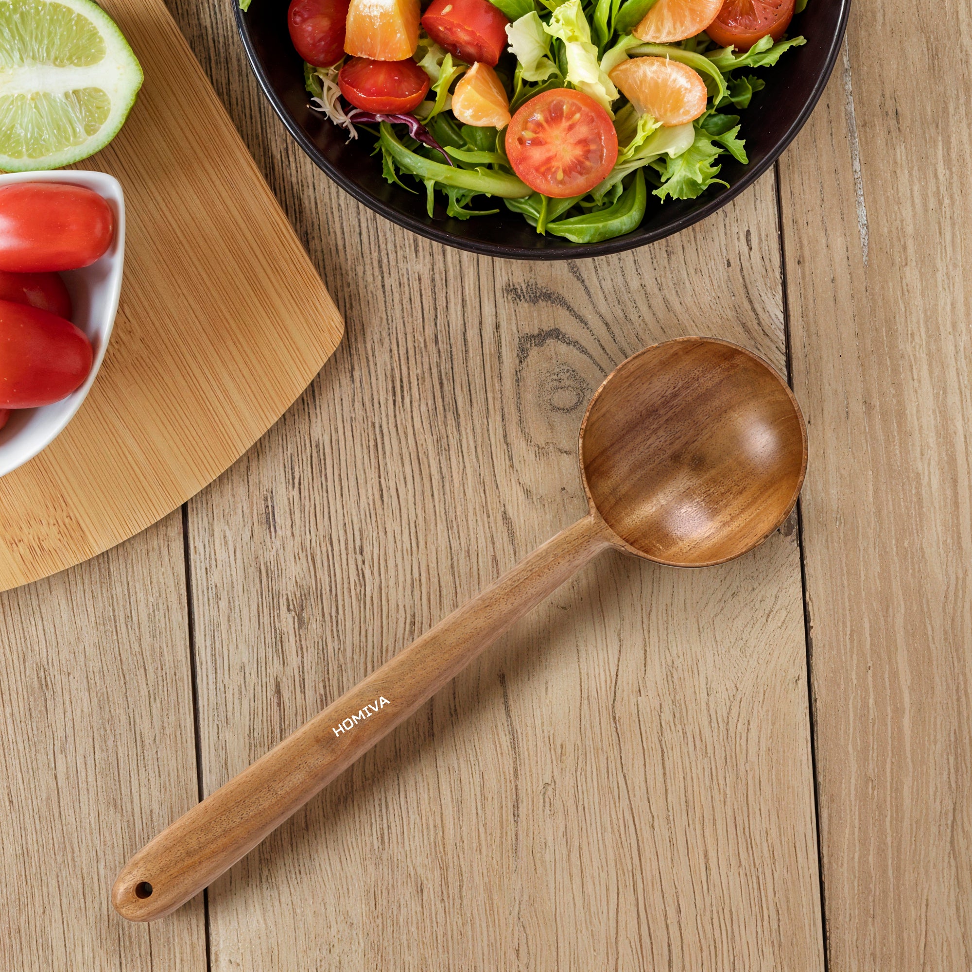 HOMIVA Neem Wooden Serving Spoon for Cooking & Serving – Ladle for Soup, Stirring, and Mixing – Kitchen Utensil