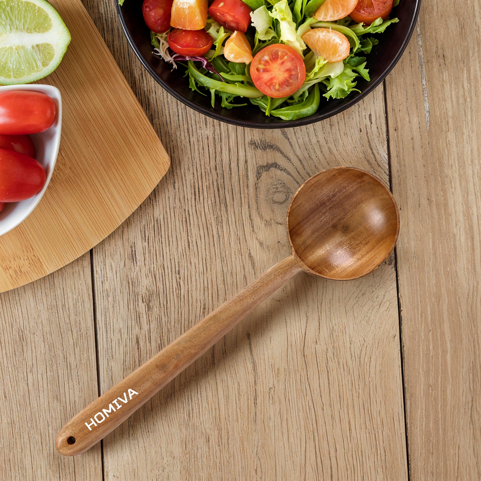 HOMIVA Neem Wood Serving Spoon Spatula ,Natural, Non-Toxic Wooden Spoon for Cooking & Serving