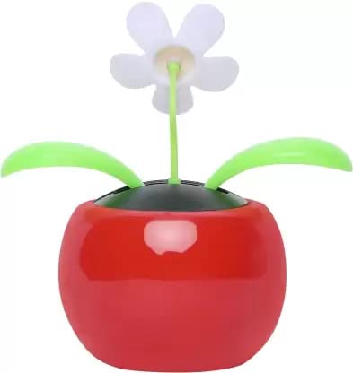 VOILA Solar Dancing Flower Plant Accessories for Car Dashboard (Red)