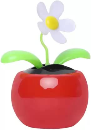 VOILA Solar Dancing Flower Plant Accessories for Car Dashboard (Red)