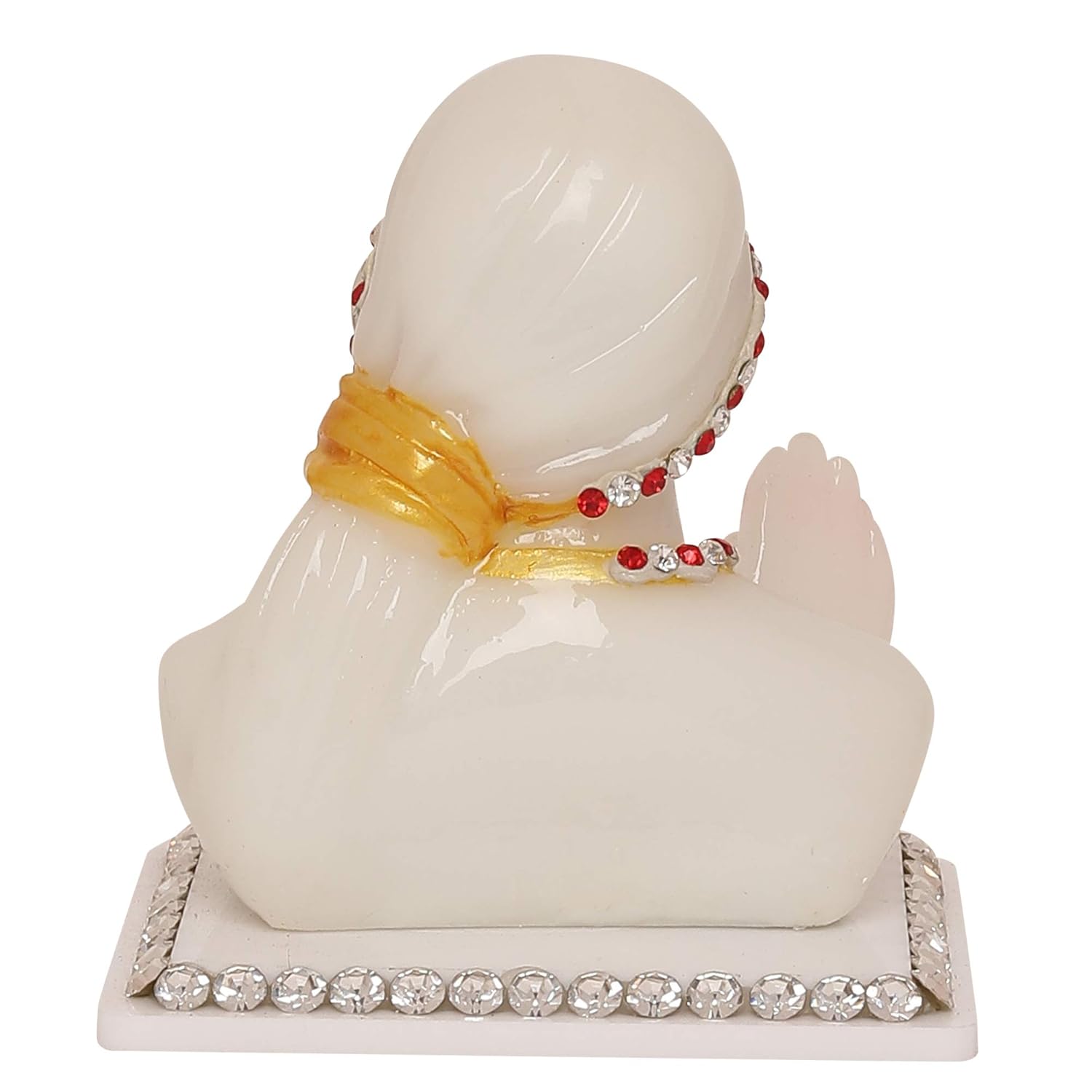 VOILA Shirdi Sai Baba Idol (White) for Vehicle (Auto/Car/Bus/Truck) Dashboard, Mandir & Office Table