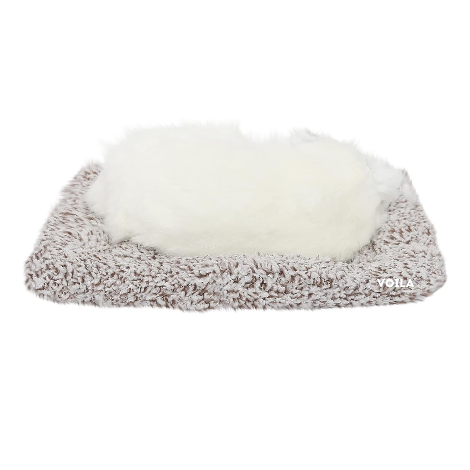 VOILA Sleeping Cute Dog (White) on Carpet for Car Dashboard and Home Decor