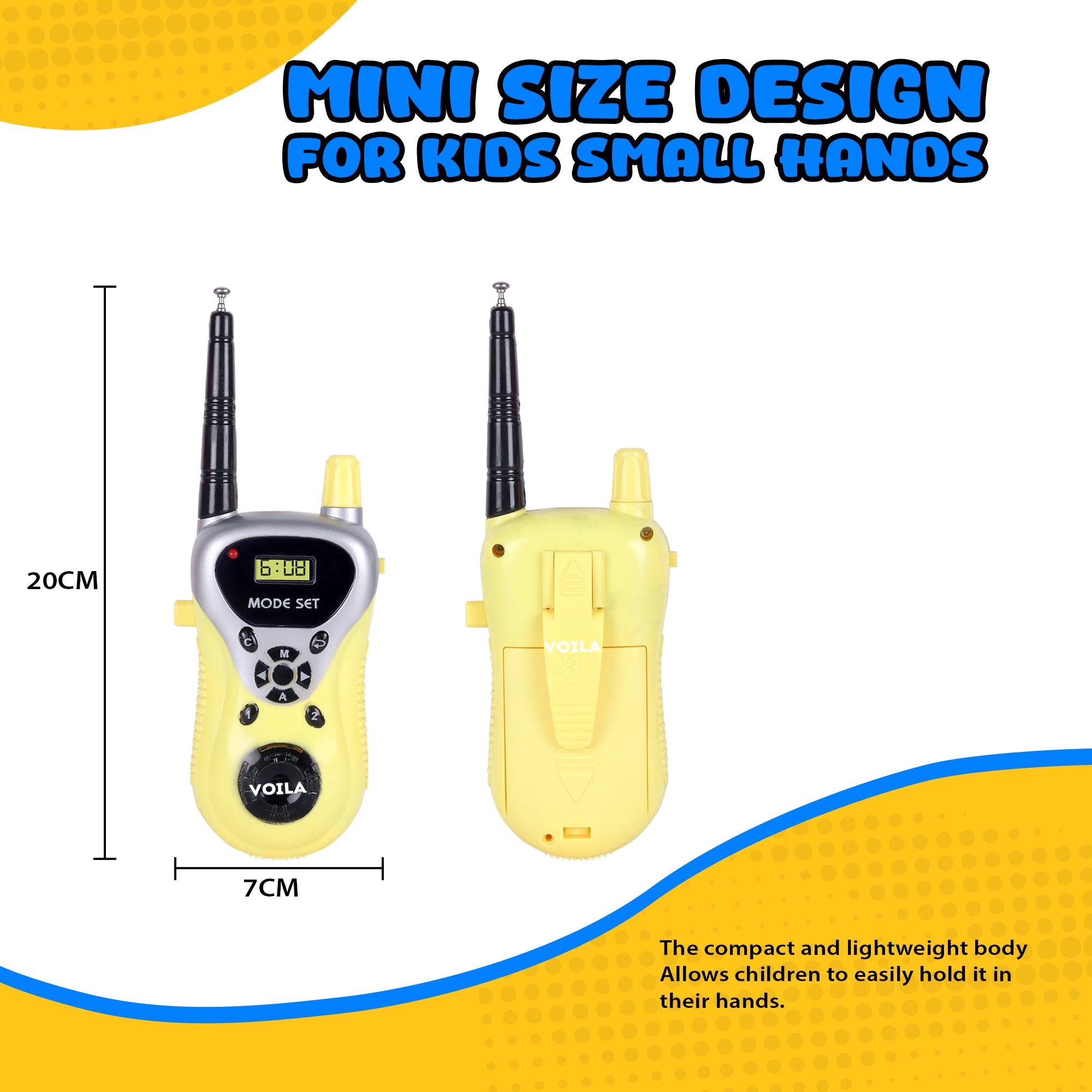 VOILA Kids Walkie Talkies - Clear Sound, Long Range, Compact & Durable Communication Toy for Boys & Girls