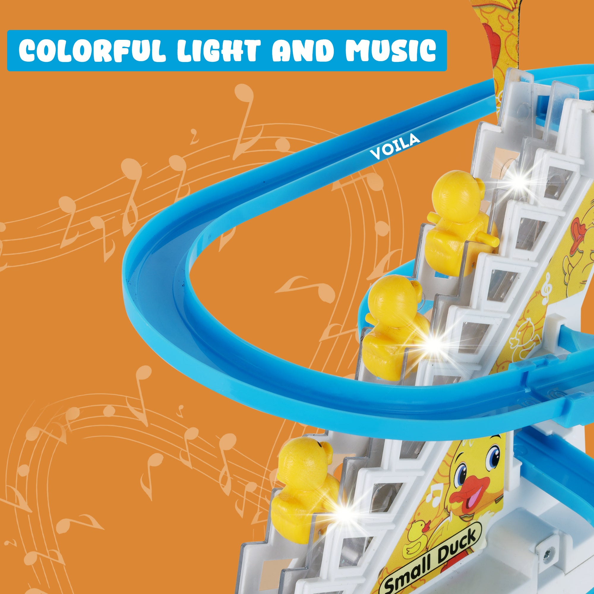 VOILA Duck Style Toy Set for Kids – Interactive Race Track Climbing Ducks, Lights & Music – Fun & Educational Playset for Toddlers, Boys & Girls