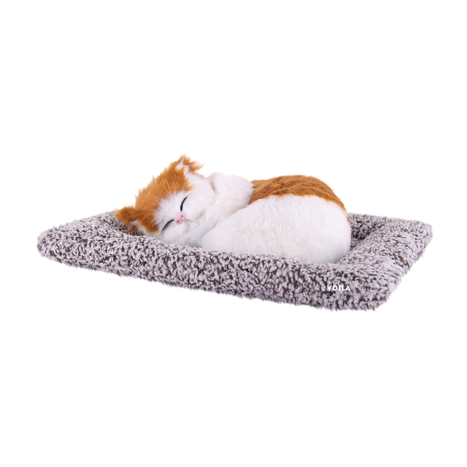 VOILA Sleeping Cute Cat (White and Brown) on Carpet || for Vehicle(Auto,Car,Bus,Truck) Dashboard and Home Decor