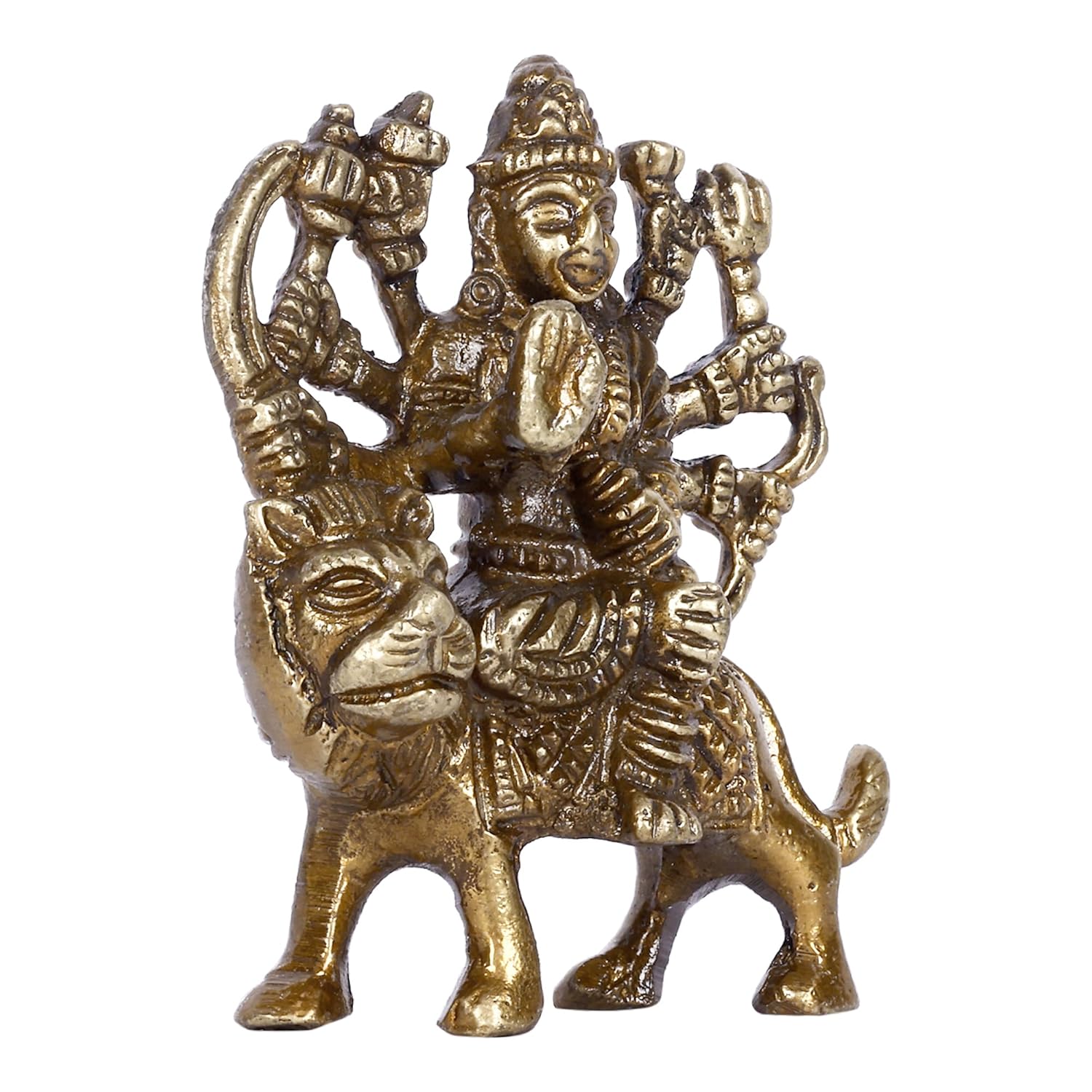 VOILA Brass Goddess Durga Idol – Perfect for Pooja Room, Home Decor & Vehicle (Auto/Car/Bus/Truck) Dashboard