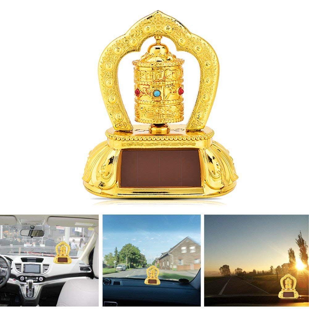 VOILA Tibetan Solar Powered Rotating Prayer Wheel for Table and Vehicle (Auto, Car, Bus, Truck) Dashboard