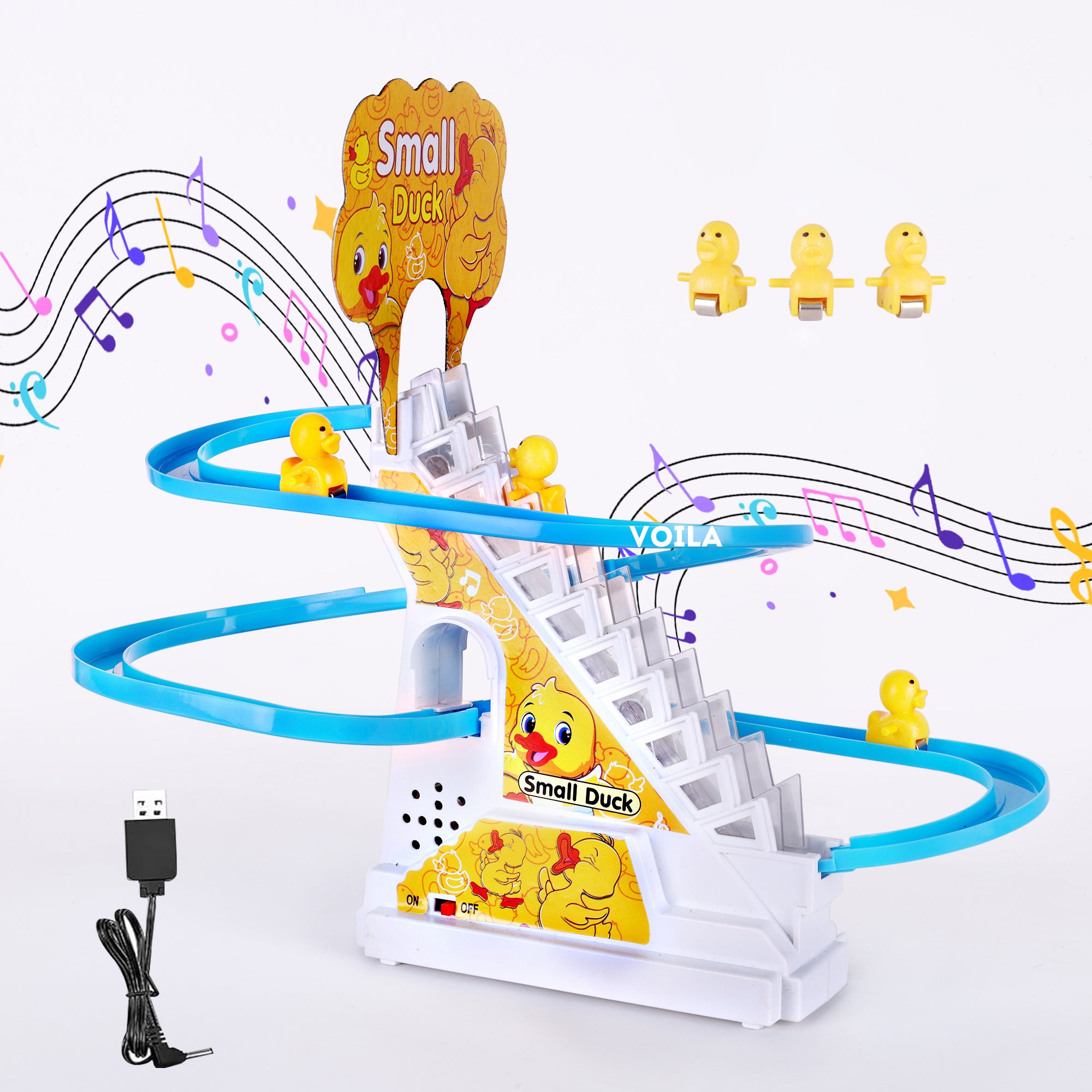 VOILA Duck Style Toy Set for Kids – Interactive Race Track Climbing Ducks, Lights & Music – Fun & Educational Playset for Toddlers, Boys & Girls