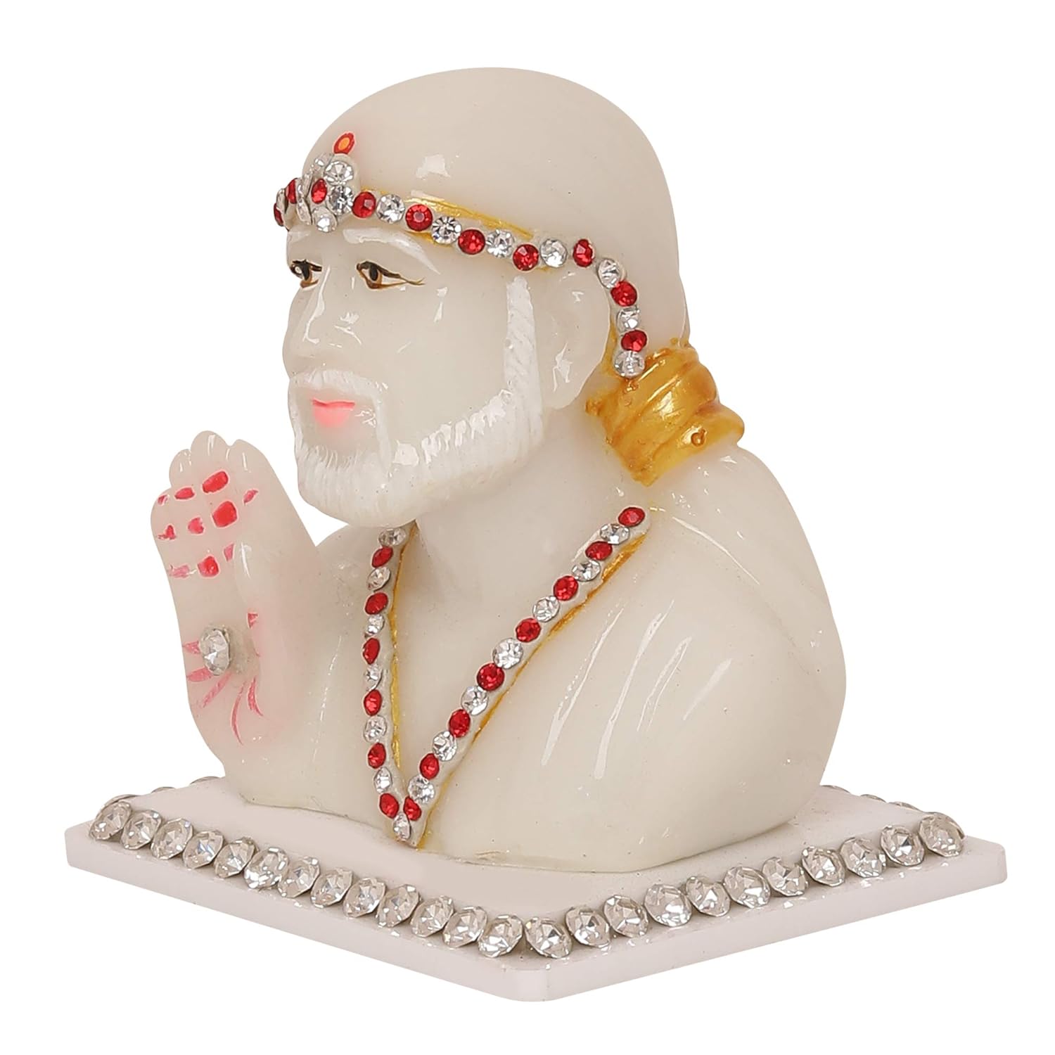 VOILA Shirdi Sai Baba Idol (White) for Vehicle (Auto/Car/Bus/Truck) Dashboard, Mandir & Office Table
