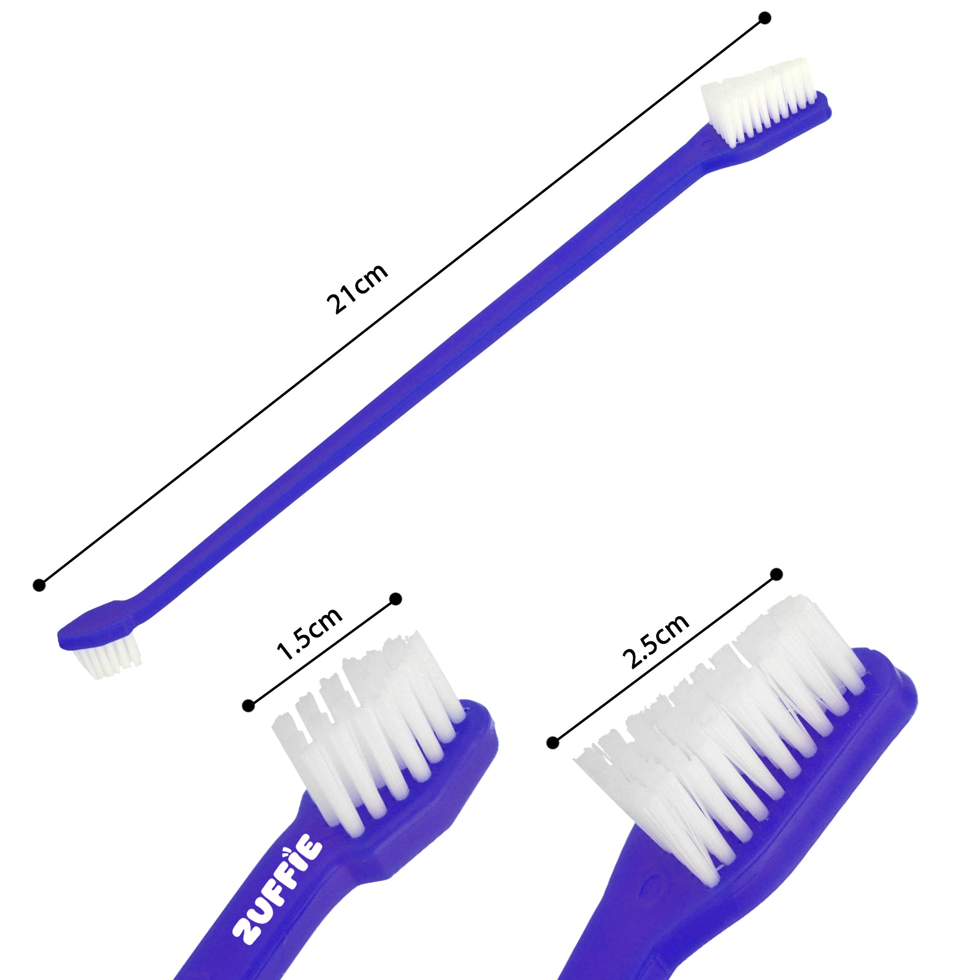 ZUFFIE Dual-Ended Tooth Brush for Dogs with Premium Hard Bristles - Blue