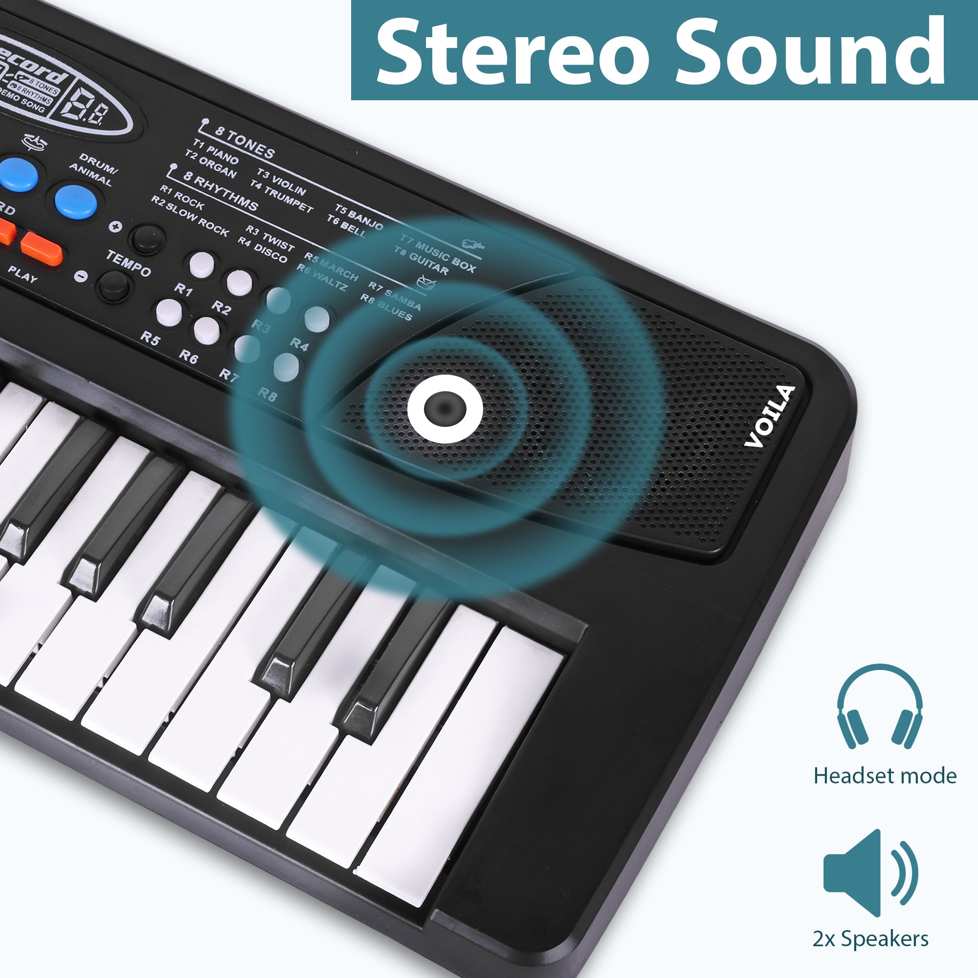 VOILA 67 Keys Piano Keyboard for Kids, Portable Keyboard Piano Early Learning Educational Electronic Musical Instrument Toys Gifts for little Boys and Girls (Black)