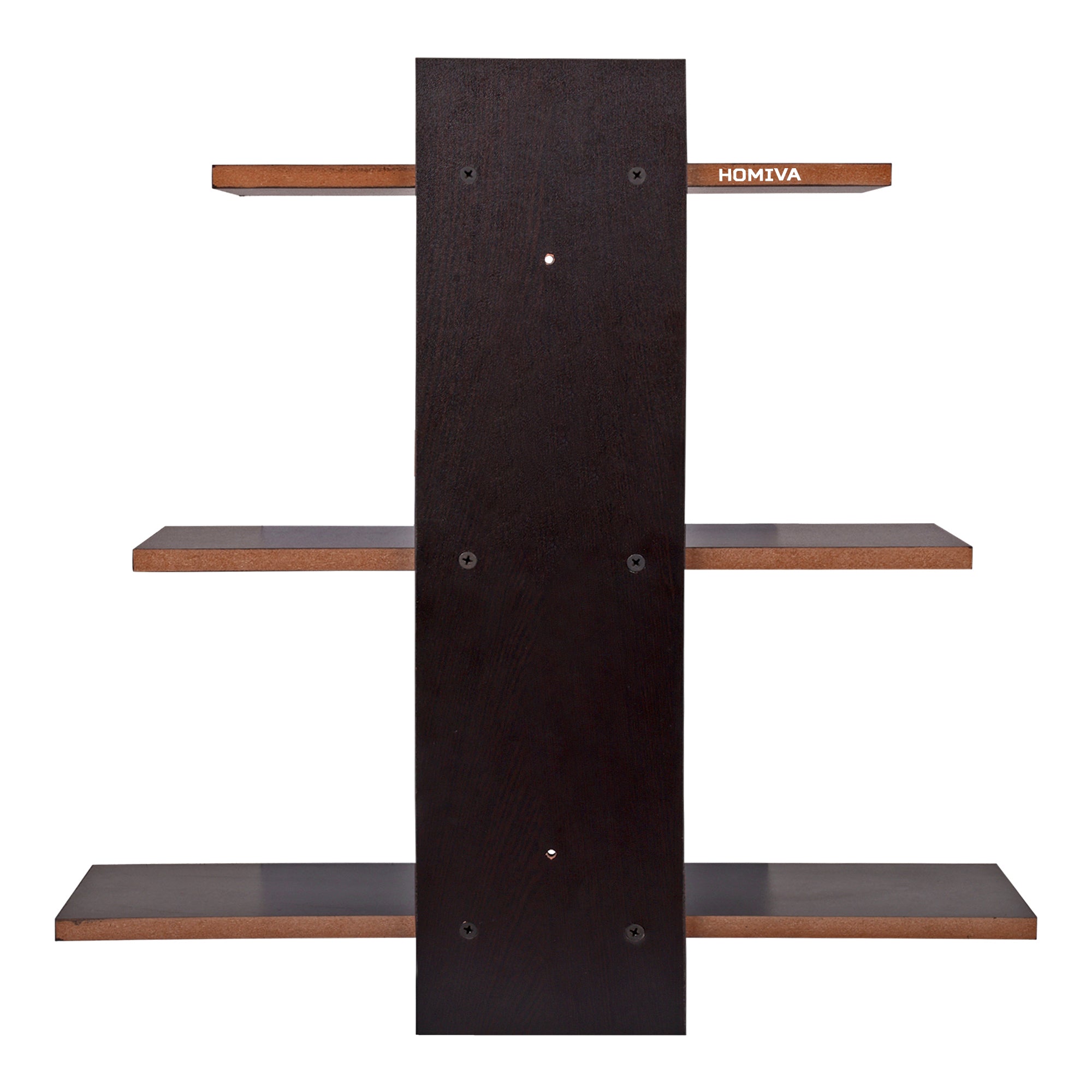 HOMIVA DIY Wall Mounted Wooden Shelf – 3 Tier Floating Display Rack - Brown