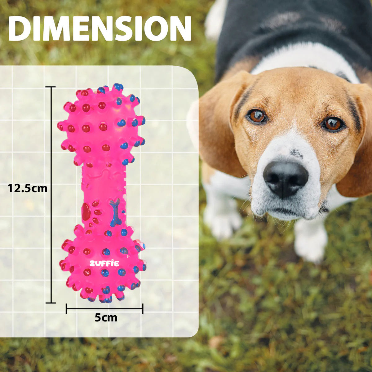 ZUFFIE Pink Pet Dumbbell Interactive Toy for Dogs For Small, Medium & Large Dogs