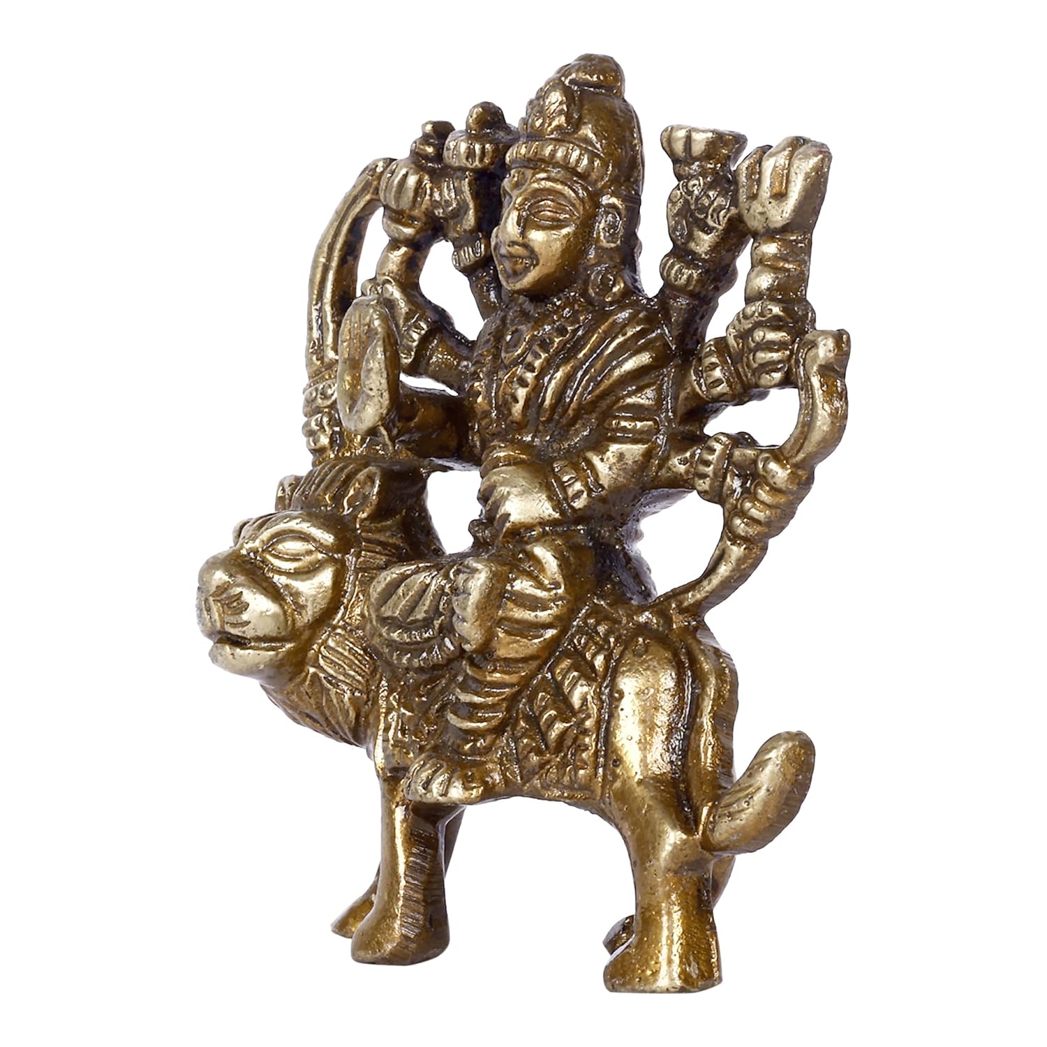 VOILA Brass Goddess Durga Idol – Perfect for Pooja Room, Home Decor & Vehicle (Auto/Car/Bus/Truck) Dashboard