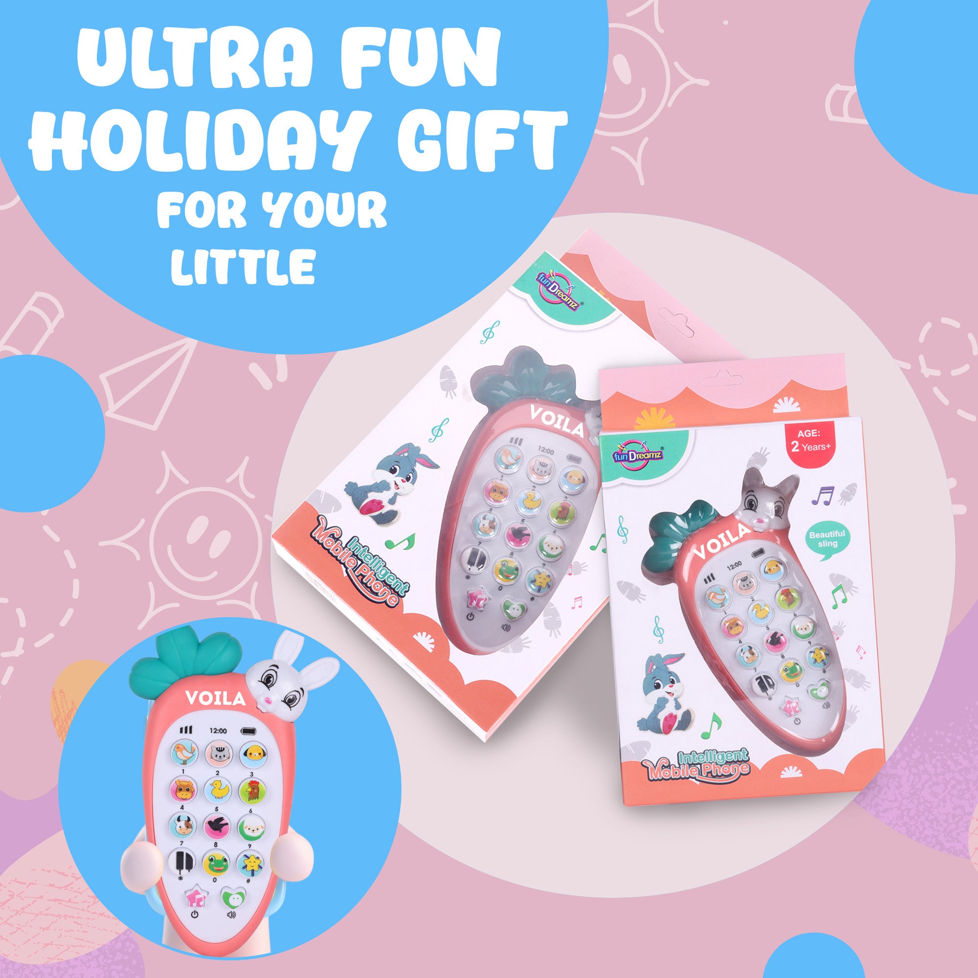 VOILA Baby Cell Phone Toy with Early Education & Music for,Baby Learning Phone with Multi Sound Effects