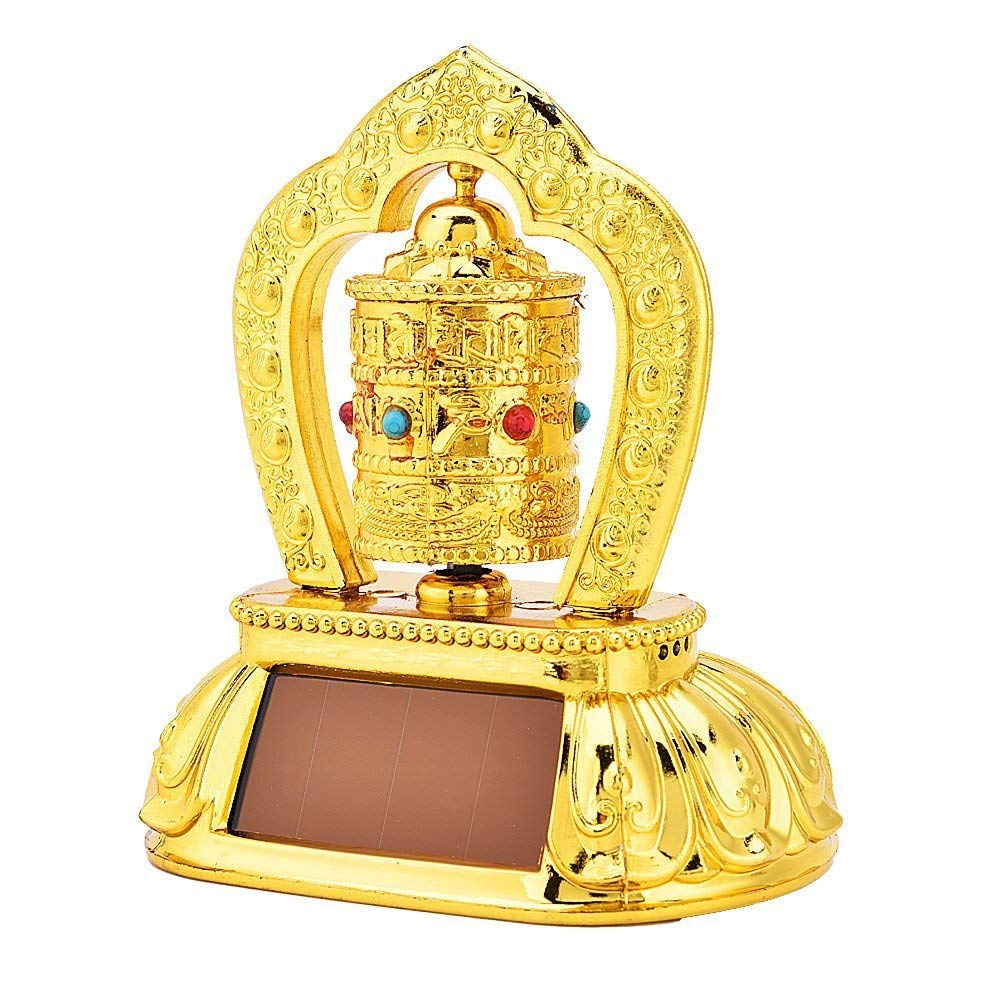 VOILA Tibetan Solar Powered Rotating Prayer Wheel for Table and Vehicle (Auto, Car, Bus, Truck) Dashboard