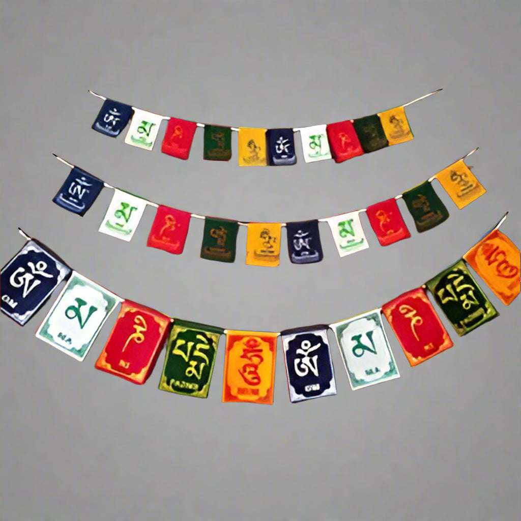 VOILA Hanging Tibetan Buddhist Prayer Flags | for Car Motorbike and Home (Pack of 3)