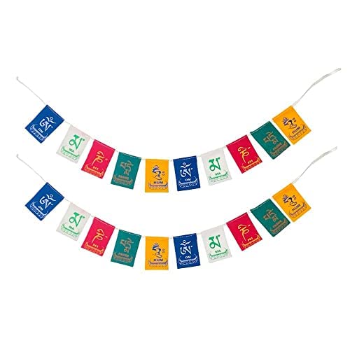 VOILA Hanging Tibetan Buddhist Prayer Flags | for Car Motorbike and Home (Pack of 3)