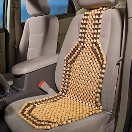 VOILA Wooden Beads Seat Covers for Cars and Office Chairs (Pack of 4)