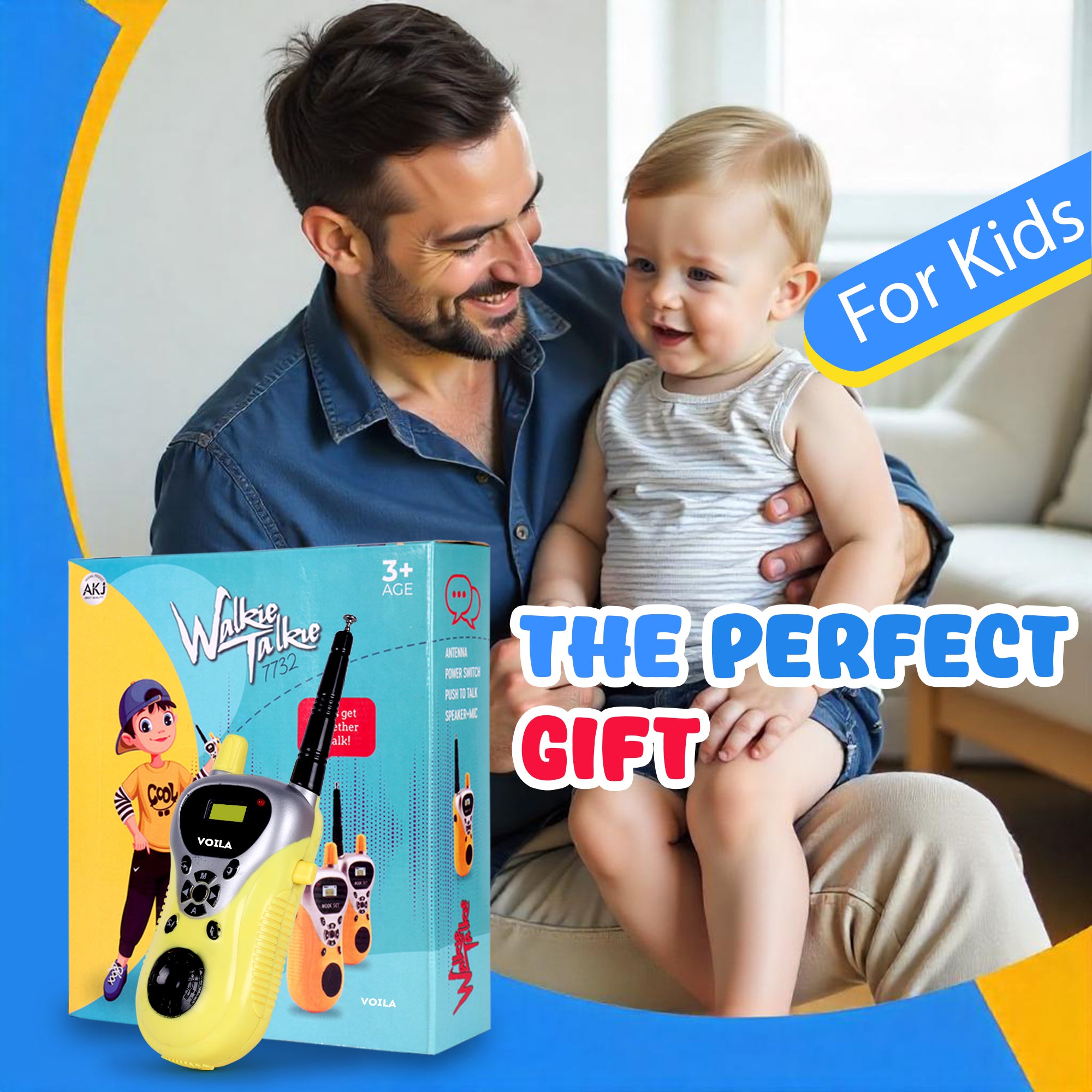 VOILA Kids Walkie Talkies - Clear Sound, Long Range, Compact & Durable Communication Toy for Boys & Girls