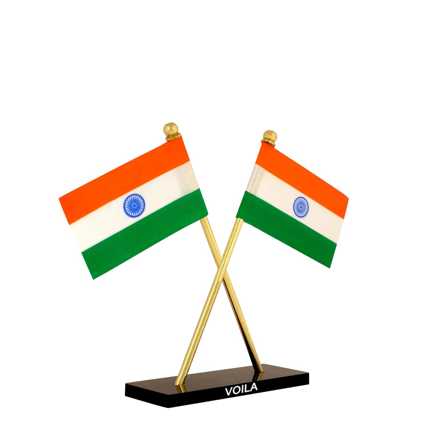 VOILA Indian Flag for Vehicle (Auto, Car, Bus, Truck) Dashboard, Home and Office Decor Flag in Cross Design.