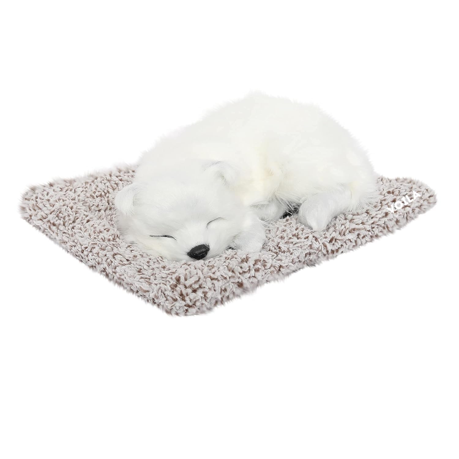 VOILA Sleeping Cute Dog (White) on Carpet for Car Dashboard and Home Decor
