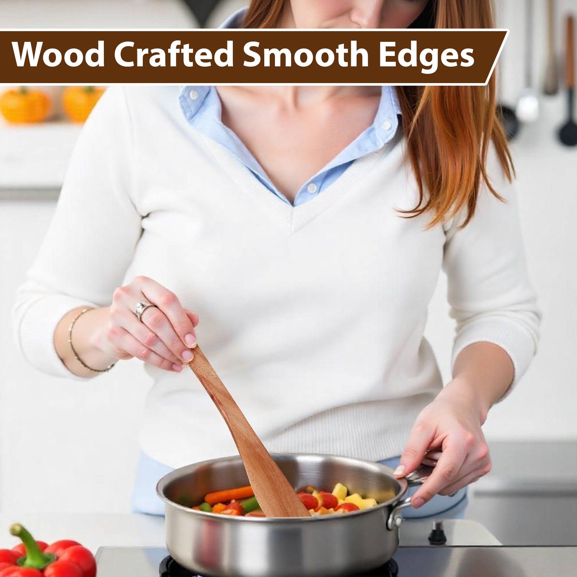 HOMIVA Neem Wooden Spatula for Cooking. Wooden Turner for Non-Stick & Cast Iron Cookware | Kitchen Utensil | Natural Wood Spreader for Roti, Dosa, Chapati & More