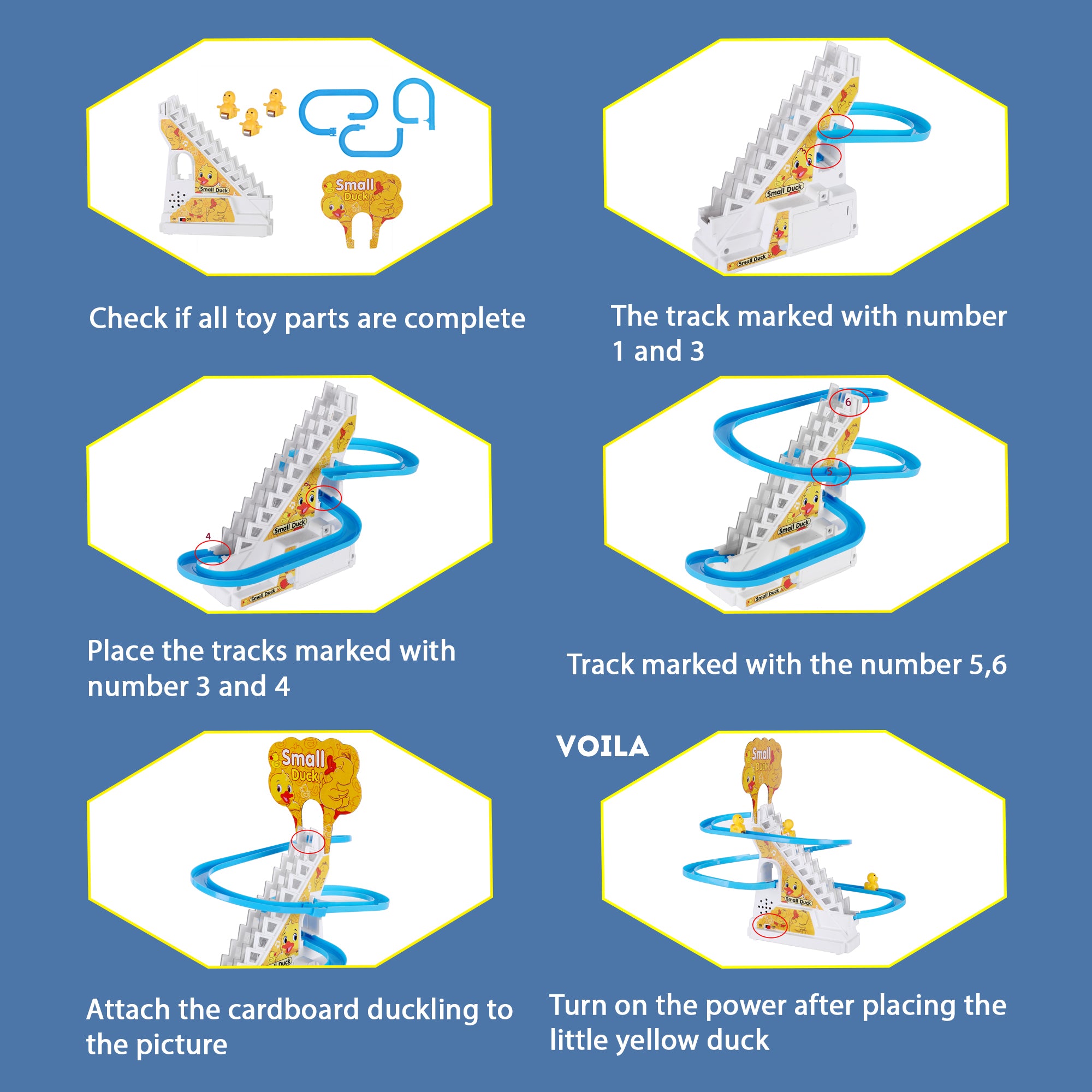 VOILA Duck Style Toy Set for Kids – Interactive Race Track Climbing Ducks, Lights & Music – Fun & Educational Playset for Toddlers, Boys & Girls