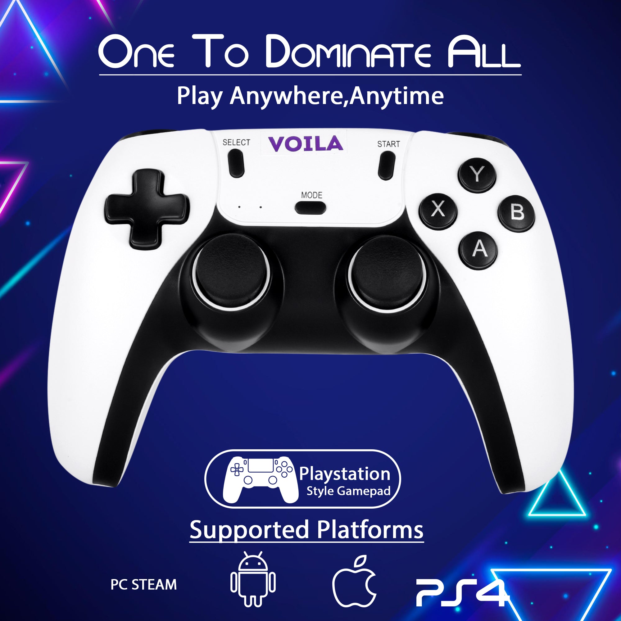 Voila 2.4G Wireless Game Controller Ergonomic Design Dual Player Support Responsive Buttons Compatible with All Gaming Sticks and Consoles