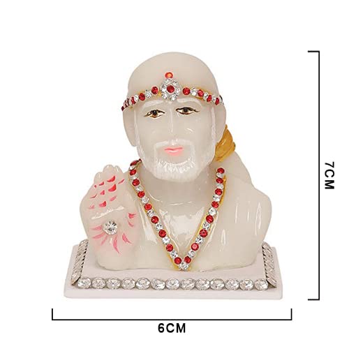 VOILA Shirdi Sai Baba Idol (White) for Vehicle (Auto/Car/Bus/Truck) Dashboard, Mandir & Office Table