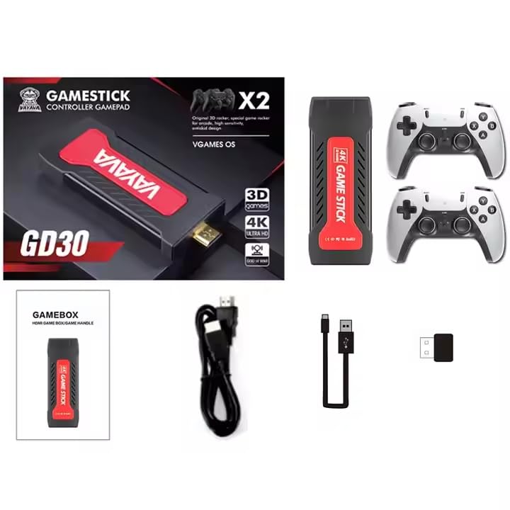 VOILA GameStick GD30, Retro Video Game Console, 35K+ Built-in 2D/3D Games, Wireless Controllers, HDMI Output. CE, ROHS and BIS Certified, Original Unit.