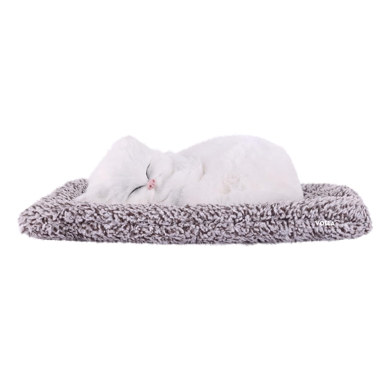 VOILA Sleeping Cat on Carpet for Car Dashboard Office Desk (White)