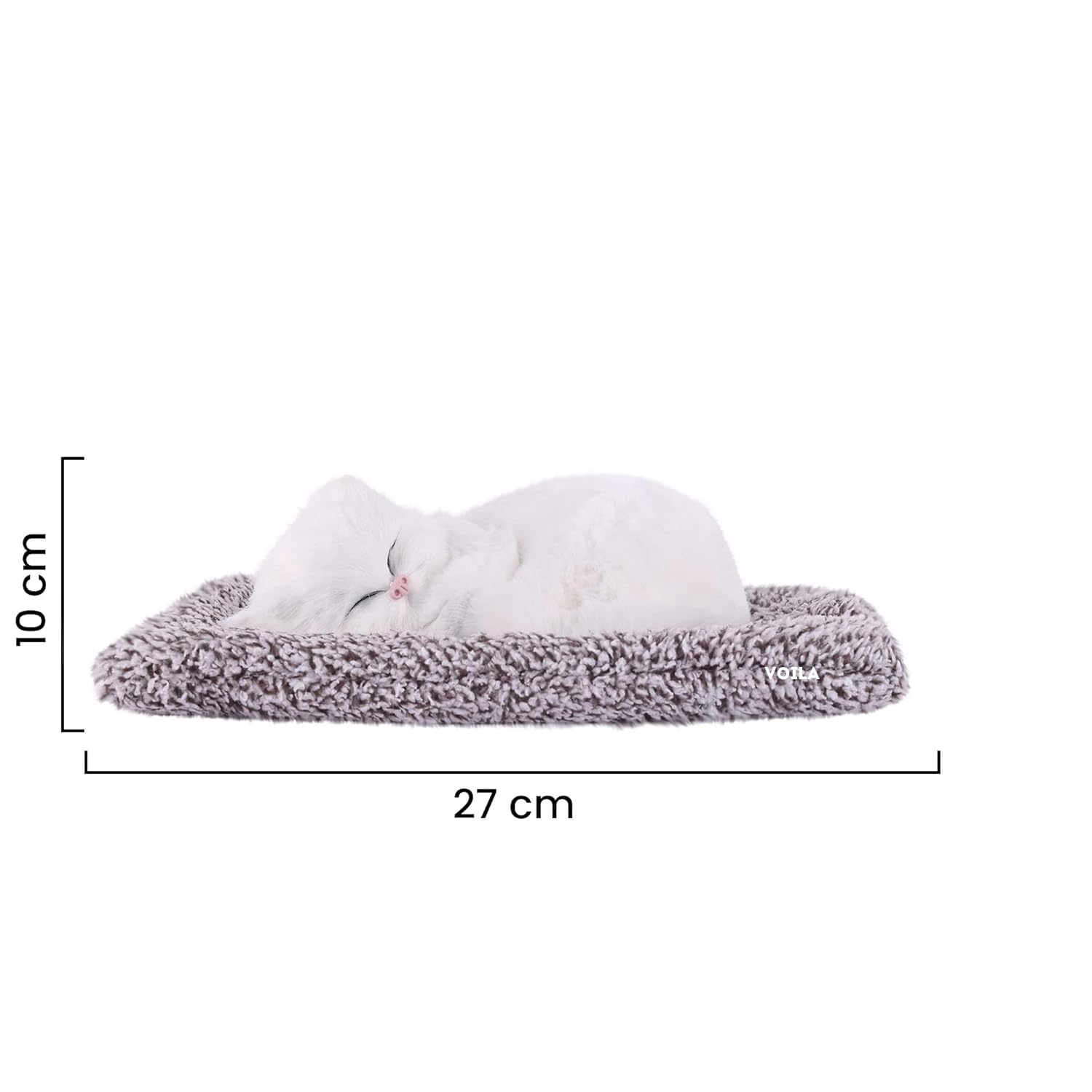 VOILA Sleeping Cat on Carpet for Car Dashboard Office Desk (White)