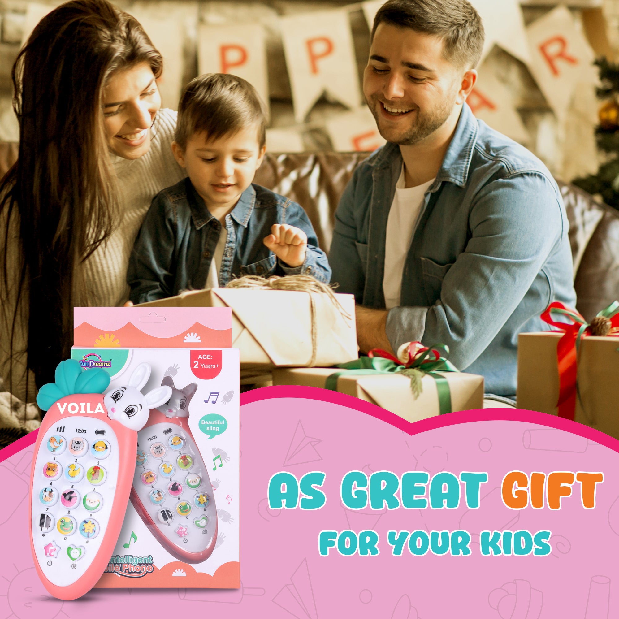 VOILA Baby Cell Phone Toy with Early Education & Music for,Baby Learning Phone with Multi Sound Effects