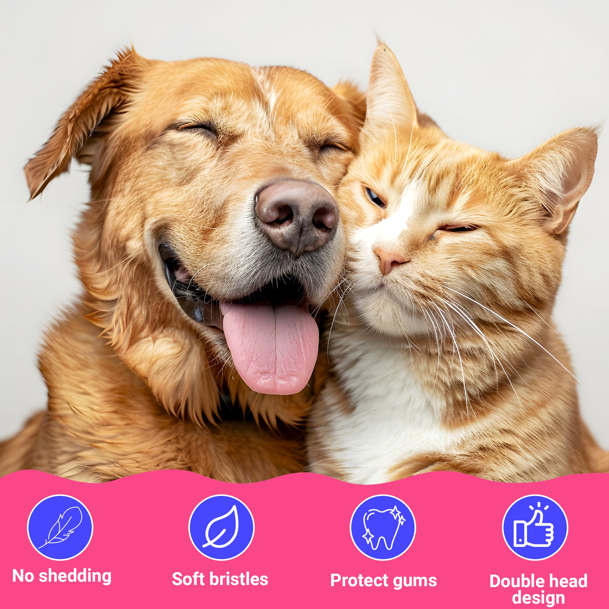 ZUFFIE Dual-Ended Tooth Brush for Dogs with Premium Hard Bristles - Pink