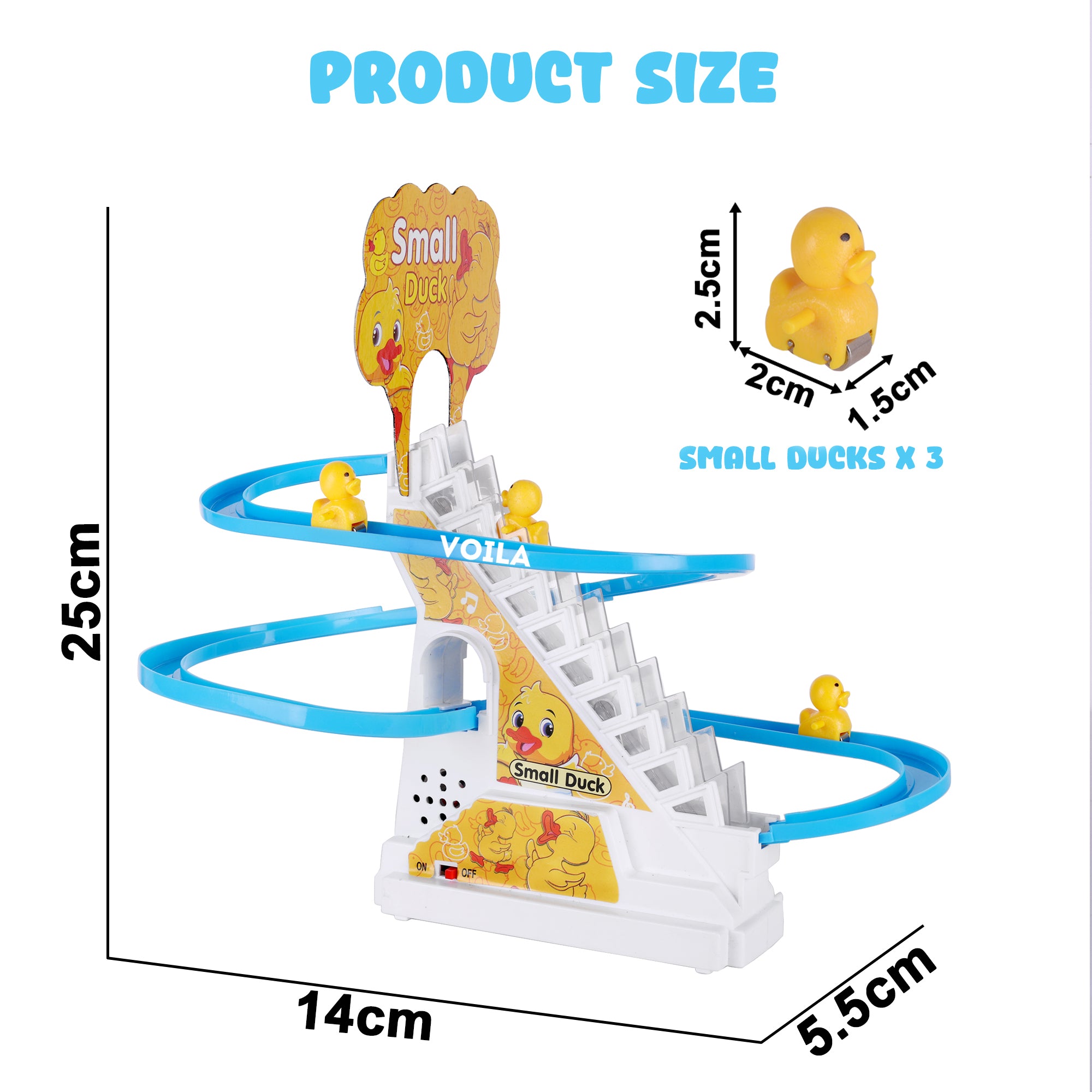 VOILA Duck Style Toy Set for Kids – Interactive Race Track Climbing Ducks, Lights & Music – Fun & Educational Playset for Toddlers, Boys & Girls