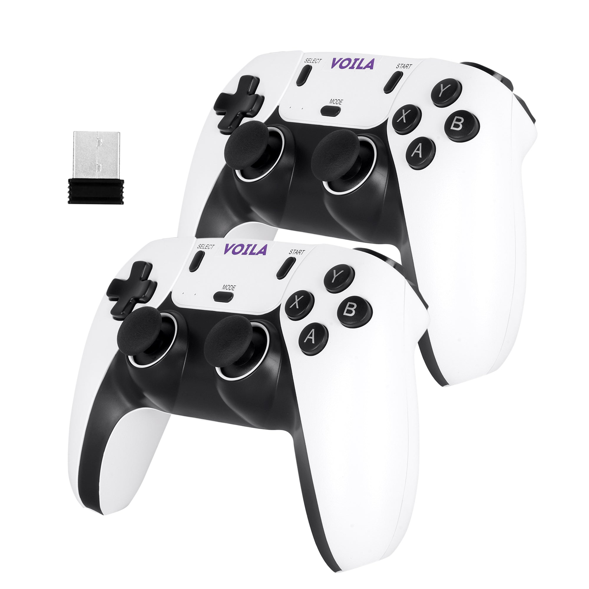 Voila 2.4G Wireless Game Controller Ergonomic Design Dual Player Support Responsive Buttons Compatible with All Gaming Sticks and Consoles