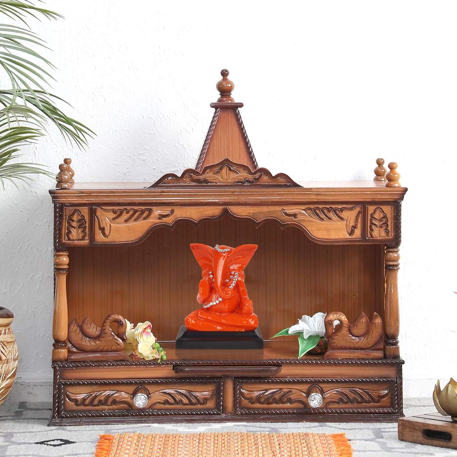 VOILA Lord Ganesh Ji Idol (Orange) for Vehicle (Auto/Car/Bus/Truck)Dashboard, Mandir & Office Table