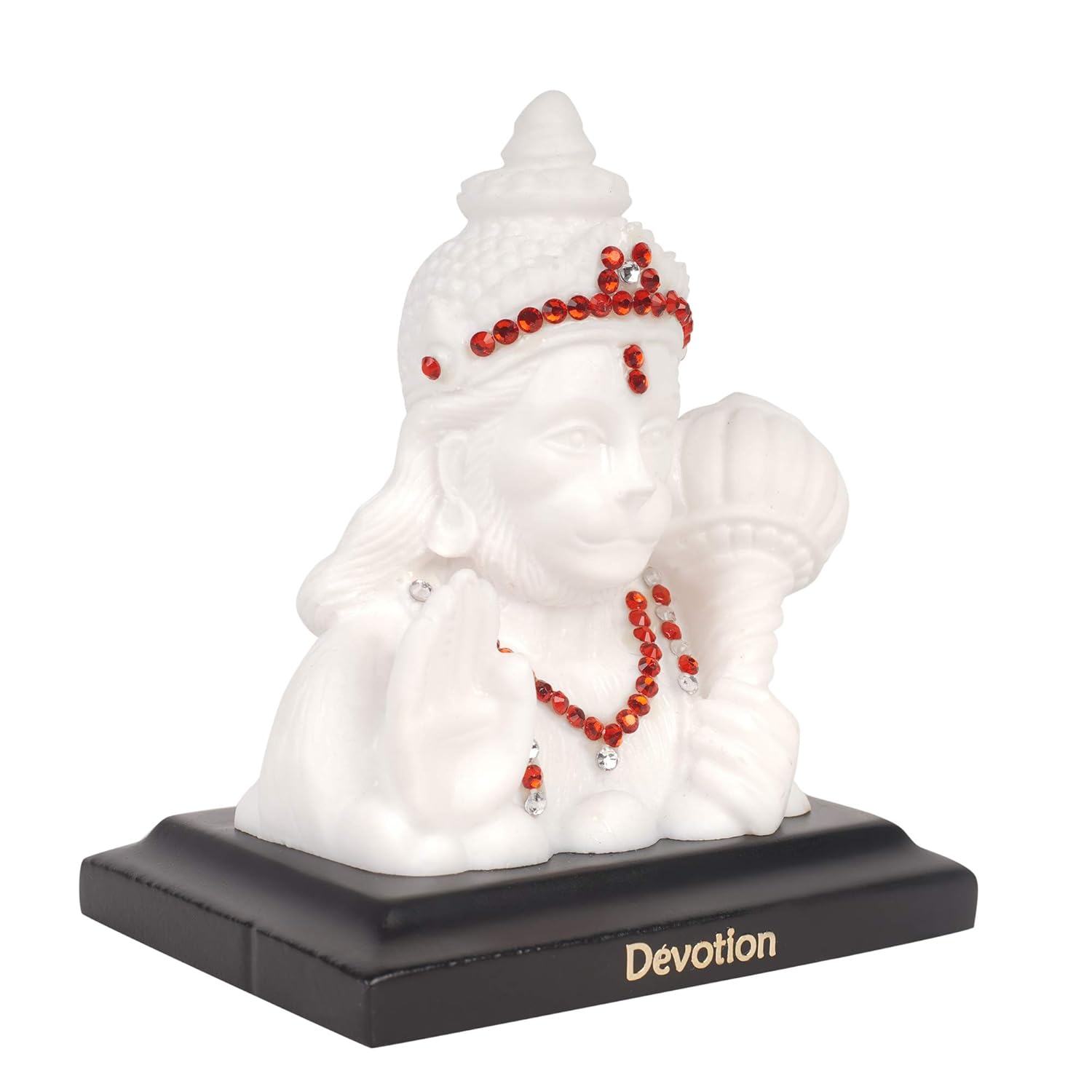 VOILA Lord Shree Hanuman Ji Car Dashboard Idol Poly Marble (White)