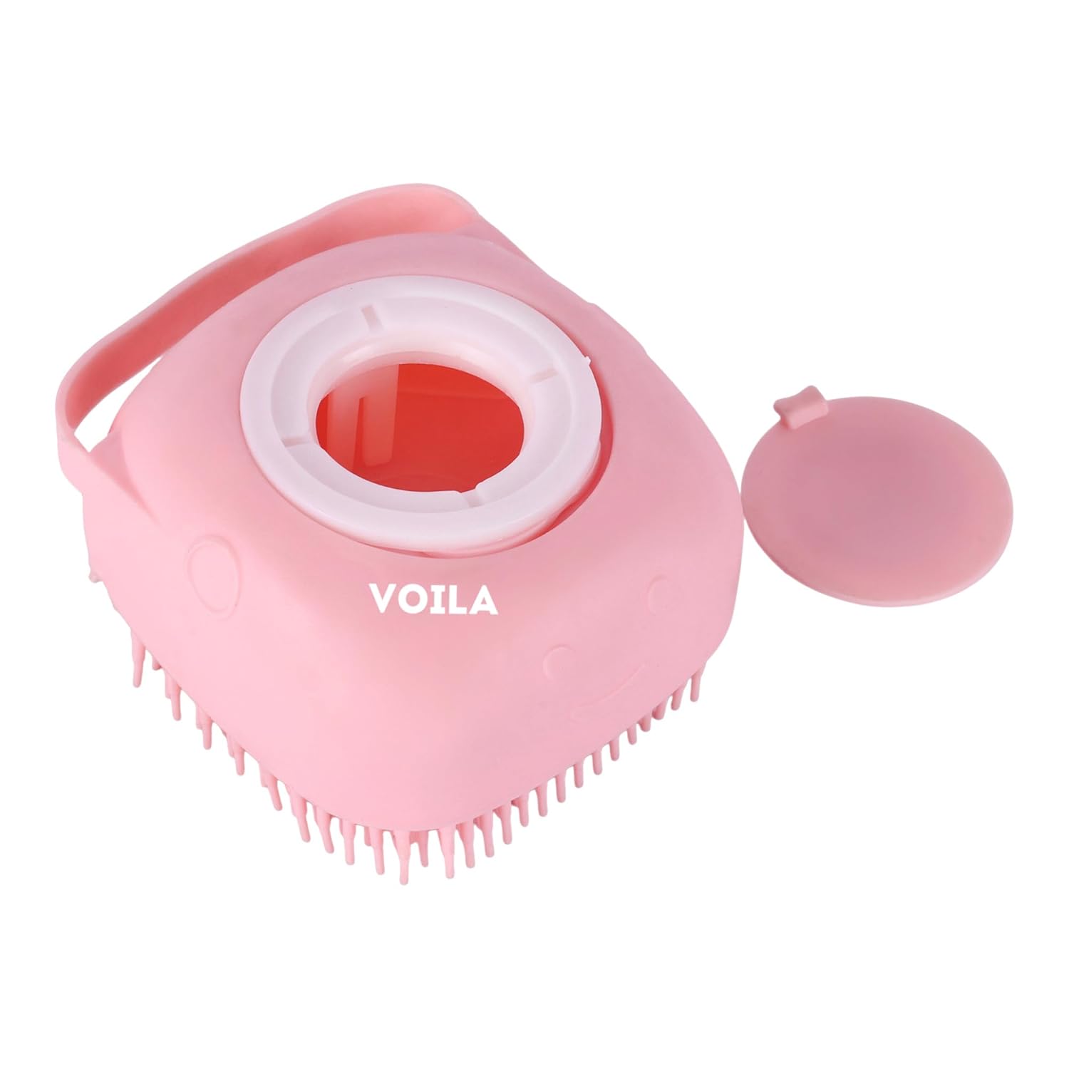 ZUFFIE Dog Shampoo Dispenser & Brush, 2 in 1 Wash and Massage Tool for Dogs - Pink
