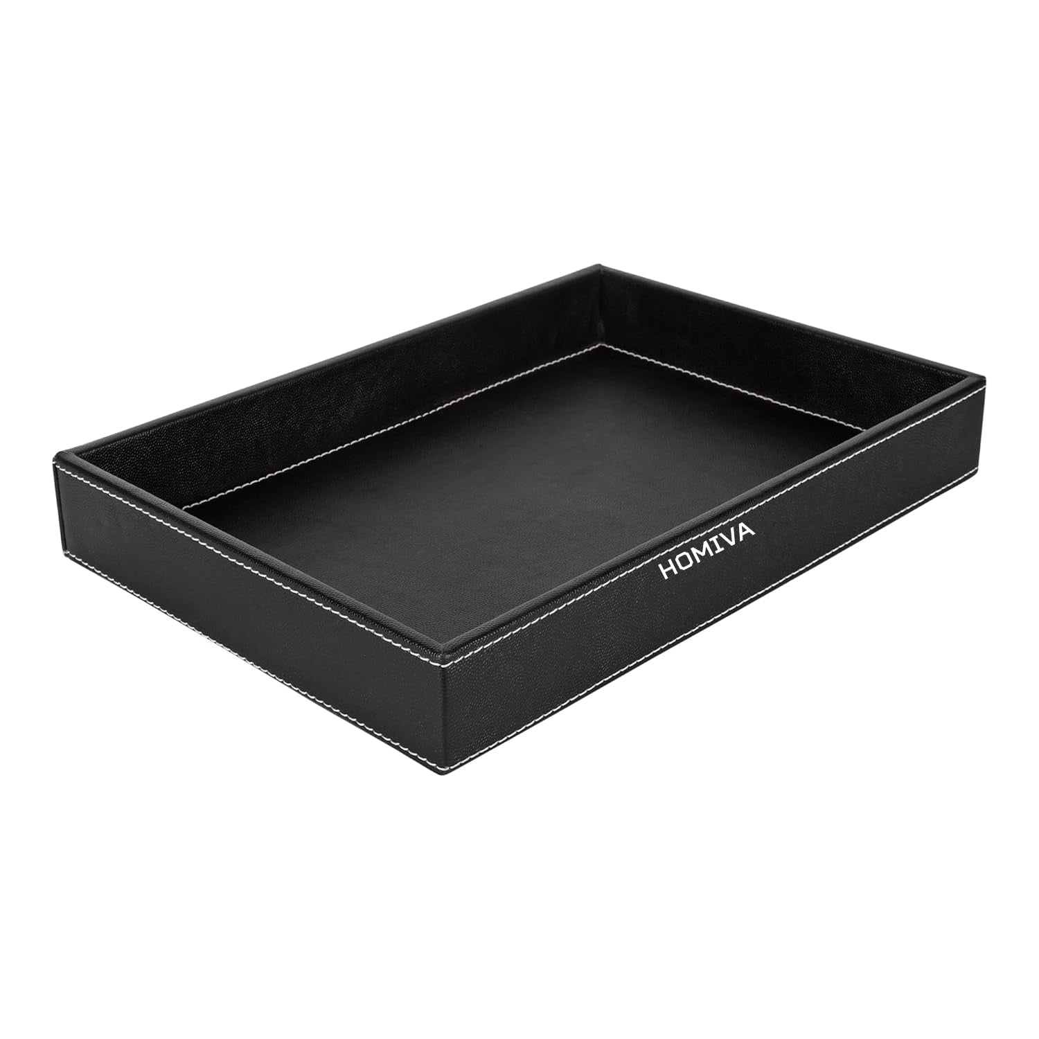 HOMIVA Black Leatherette Serving Tray, Elegant & Durable Tray for Home and Office, Perfect for Serving Drinks, Snacks & Essentials